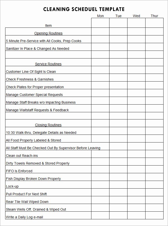 Work Cleaning Schedule Template Lovely 45 Cleaning Schedule Templates Pdf Doc Xls