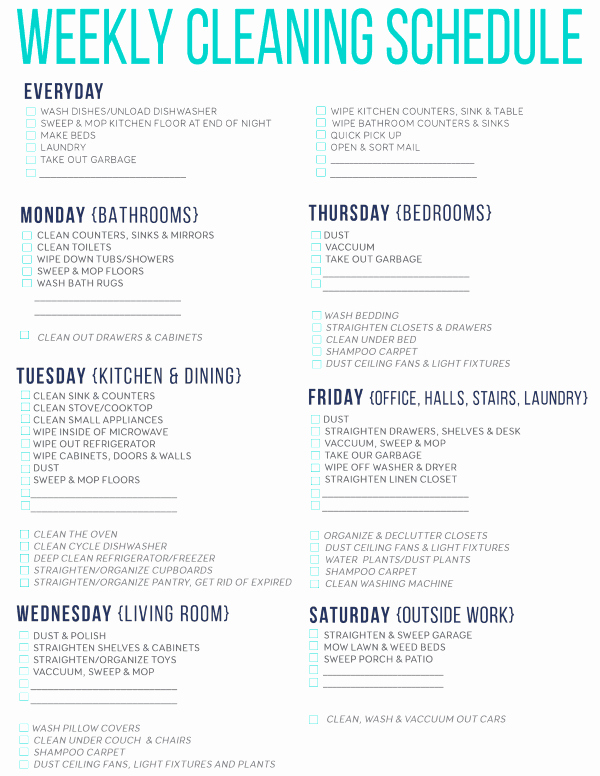 Work Cleaning Schedule Template Luxury 7 the Best Free Printable Cleaning Schedules