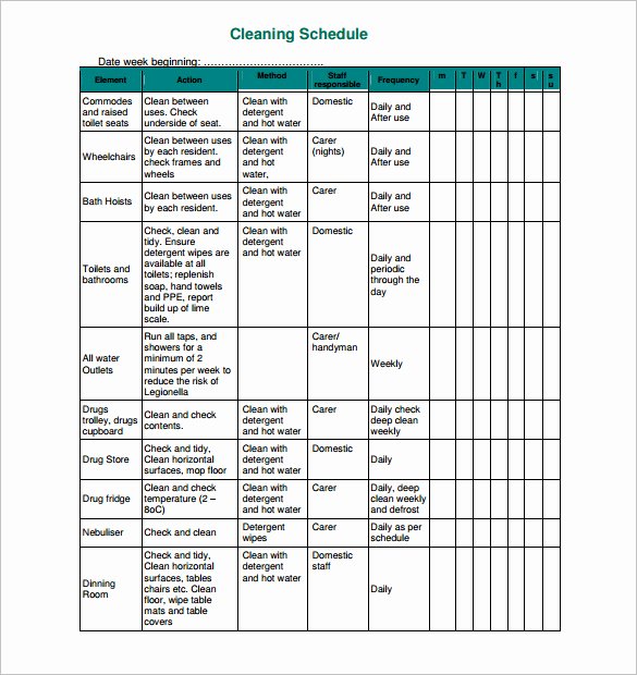 Work Cleaning Schedule Template Unique 45 Cleaning Schedule Templates Pdf Doc Xls