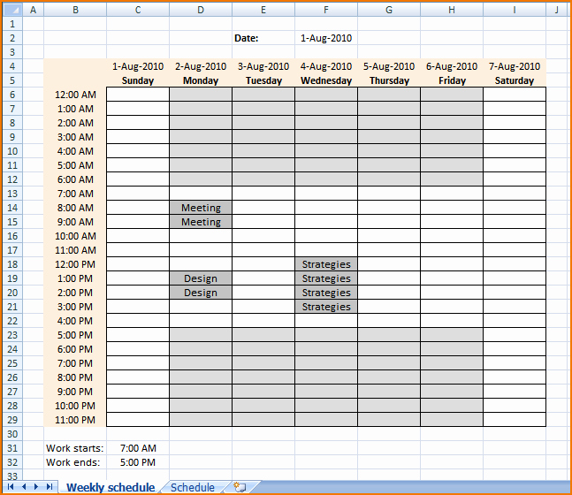 Work Hour Schedule Template Best Of 4 Work Schedule Template Excel