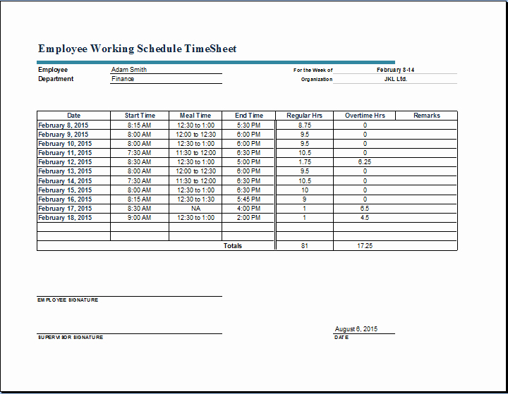 Work Hour Schedule Template Best Of Employee Working Schedule Time Sheet