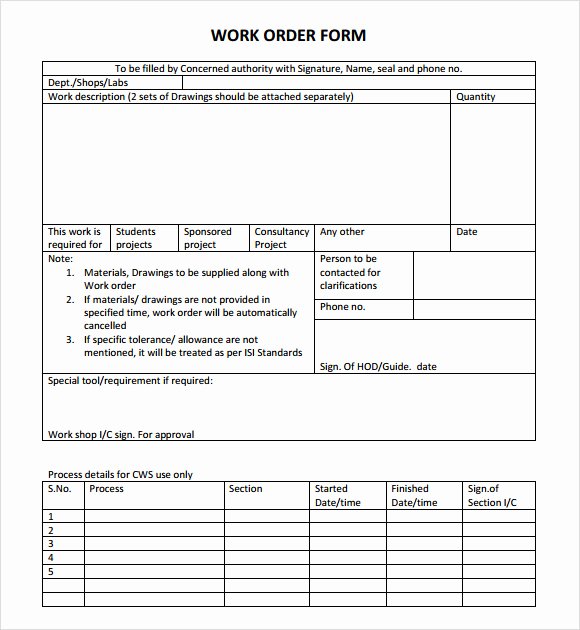 Work order form Template Free Elegant Free 10 Work order Samples In Pdf Word Excel