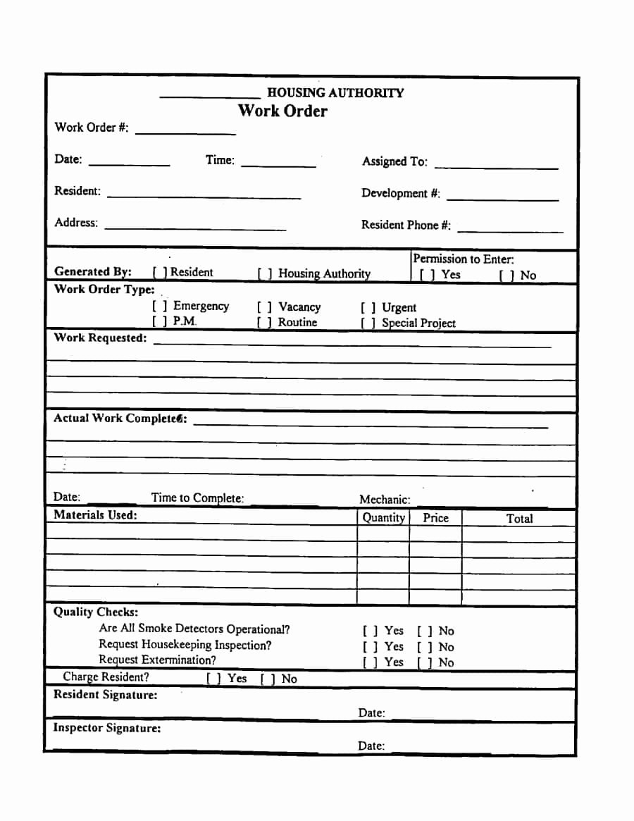 Work order form Template Free Fresh 40 order form Templates [work order Change order More]