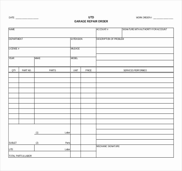 Work order form Template Free Fresh Work order Template 13 Free Word Excel Pdf Document