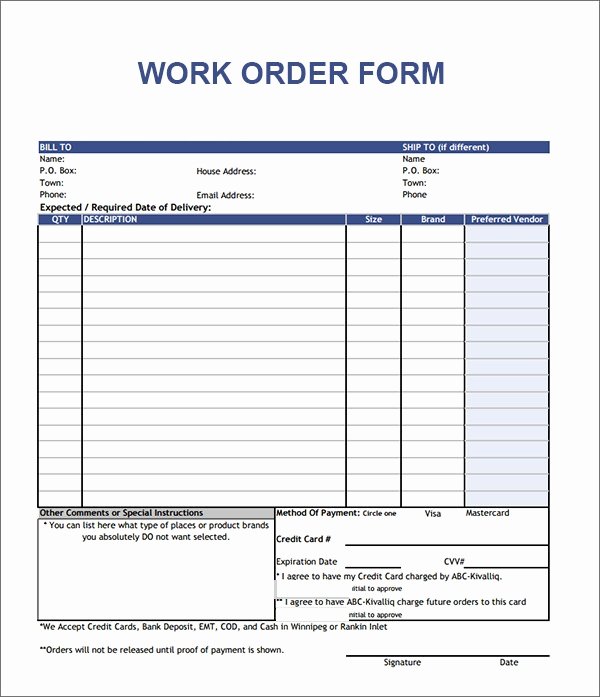 Work order form Template Free Luxury order form Template 19 Download Free Documents In Pdf