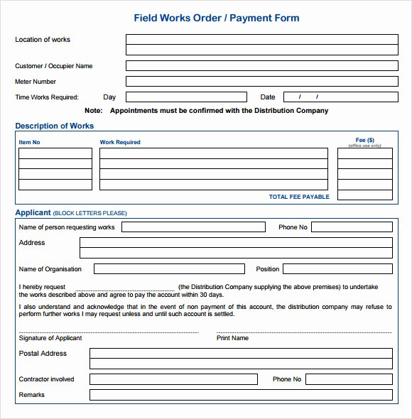 Work order form Template Free New Free 10 Work order Samples In Pdf Word Excel