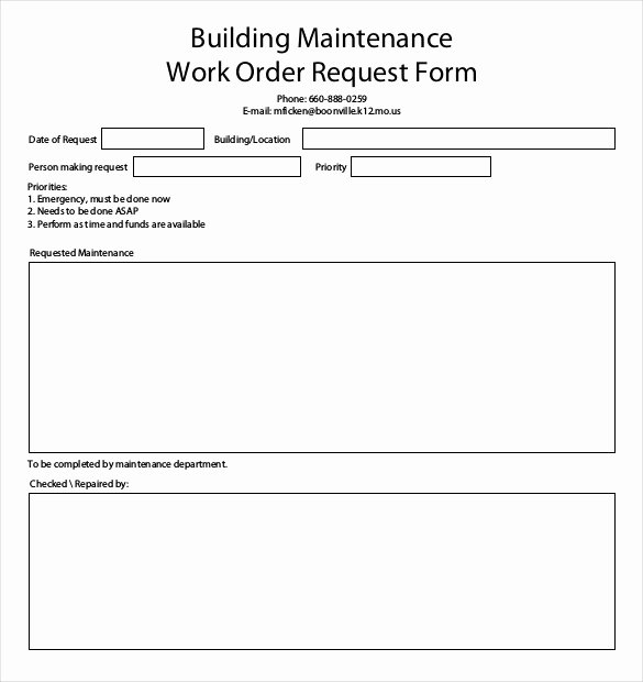 Work Request form Template Inspirational Free Work order forms