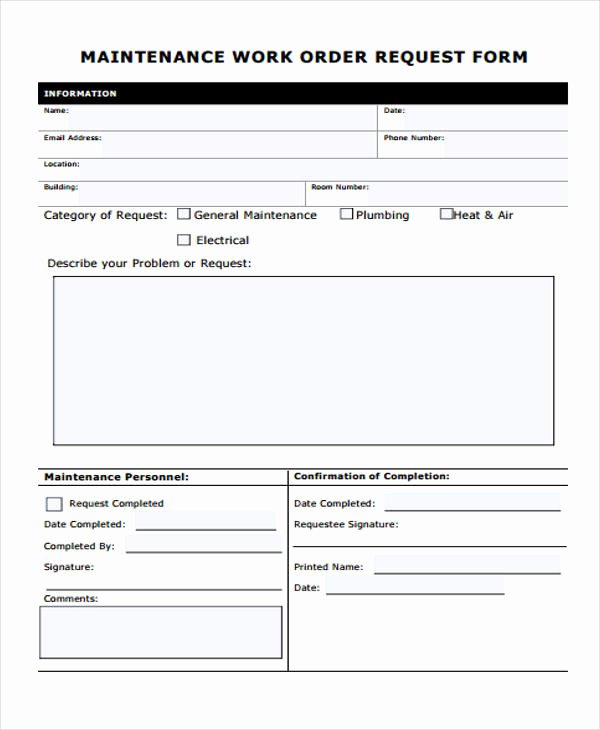 Work Request form Template Luxury Free 22 Work order form In Templates Pdf