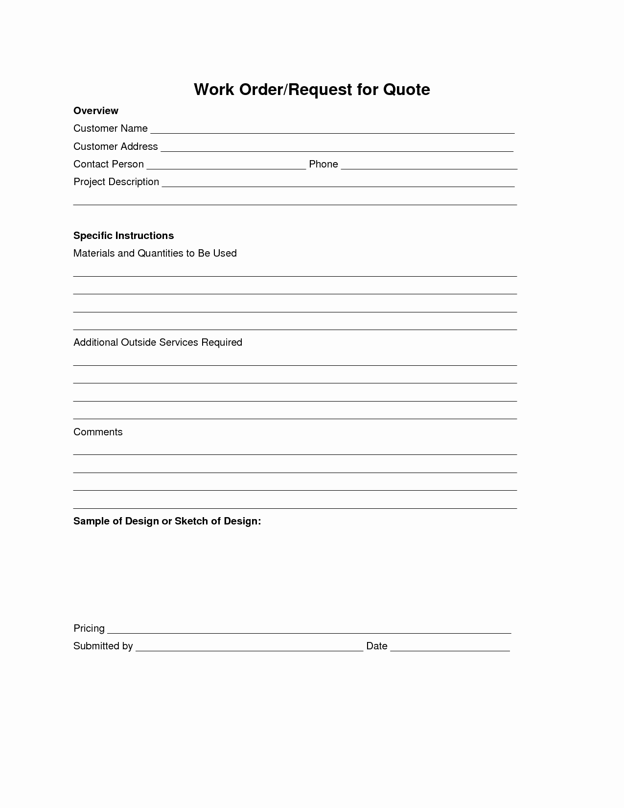 Work Request form Template New Best S Of Job Work order form Template Work order