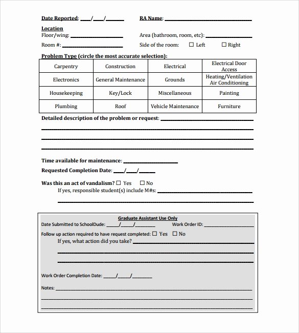 Work Request form Template Unique Free 5 Sample Construction Work order forms In Pdf