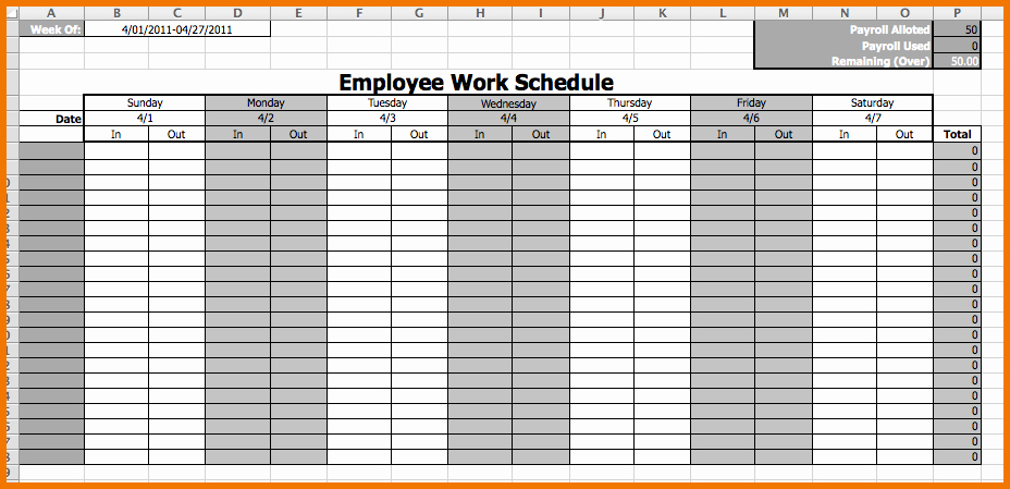 Work Schedule Calendar Template Inspirational Calendar Employee Schedule Template – Printable Schedule