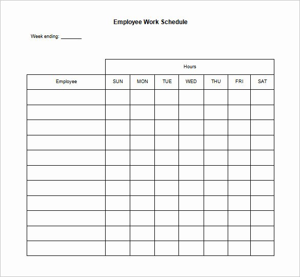 Work Schedule Calendar Template Luxury 18 Blank Work Schedule Templates Pdf Docs Word