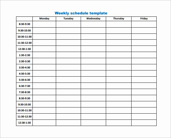 Work Schedule Calendar Template Luxury Weekly Schedule Template Pdf