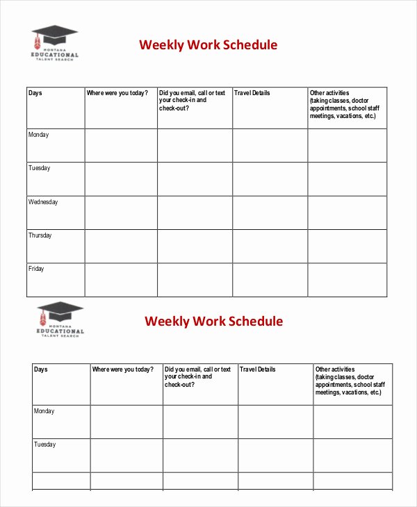 Work Schedule Template Weekly Fresh Weekly Schedule Template 10 Free Word Excel Pdf