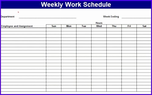 Work Schedule Template Weekly Inspirational 6 Excel Template Weekly Schedule Exceltemplates