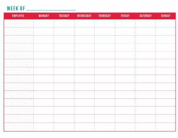 Work Schedule Template Weekly Inspirational Free Printable Work Schedule