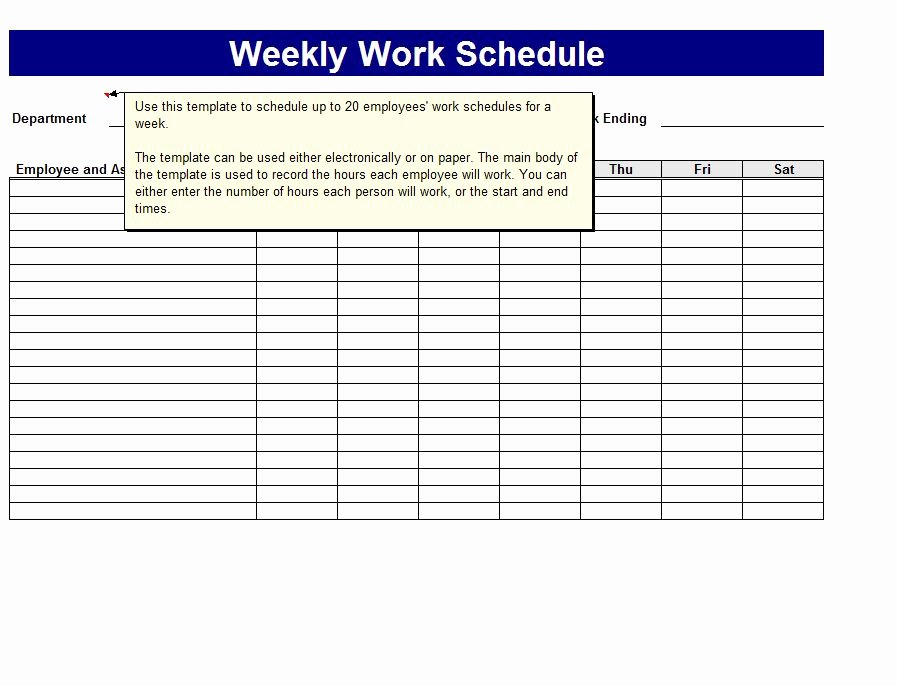 Work Schedule Template Weekly Luxury Weekly Work Schedule Template
