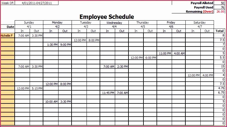 Work Week Schedule Template Beautiful 8 Employee Work Schedule Template Excel Exceltemplates