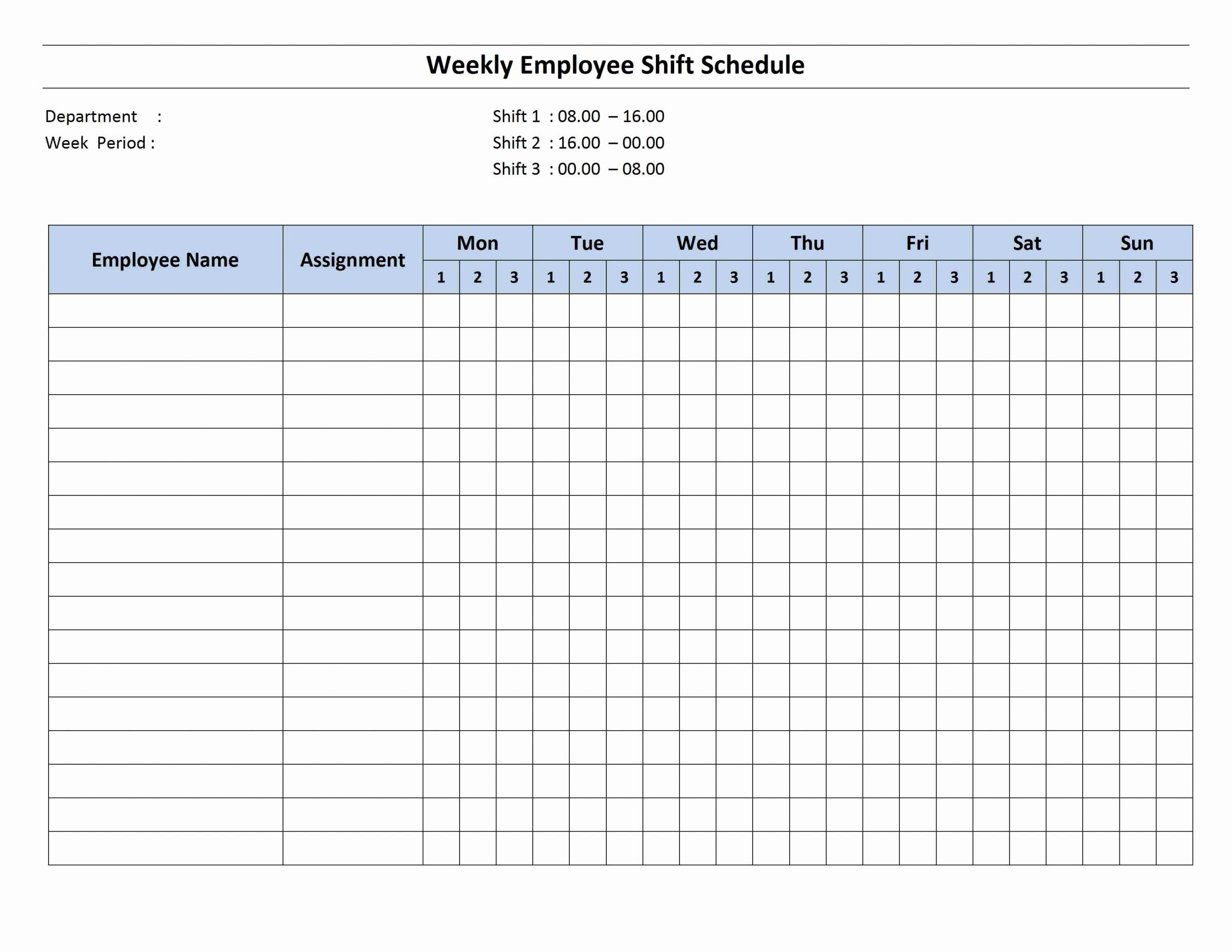 Work Week Schedule Template Elegant Weekly 8 Hour Shift Schedule