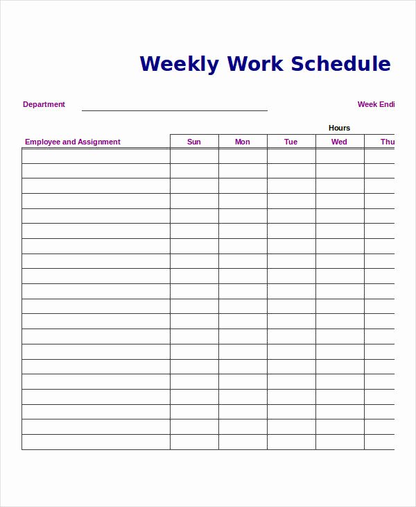 Work Week Schedule Template Lovely Excel Weekly Schedule Templates 8 Free Excel Documents