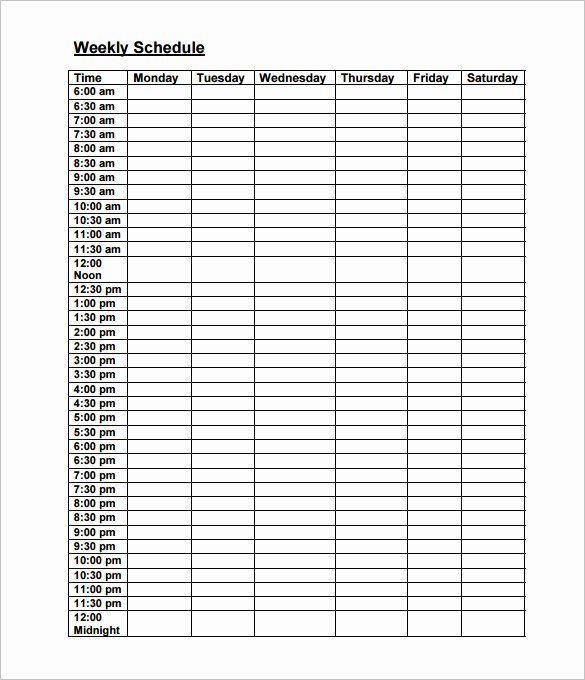 Work Week Schedule Template Lovely Weekly Work Schedule Template 8 Free Word Excel Pdf