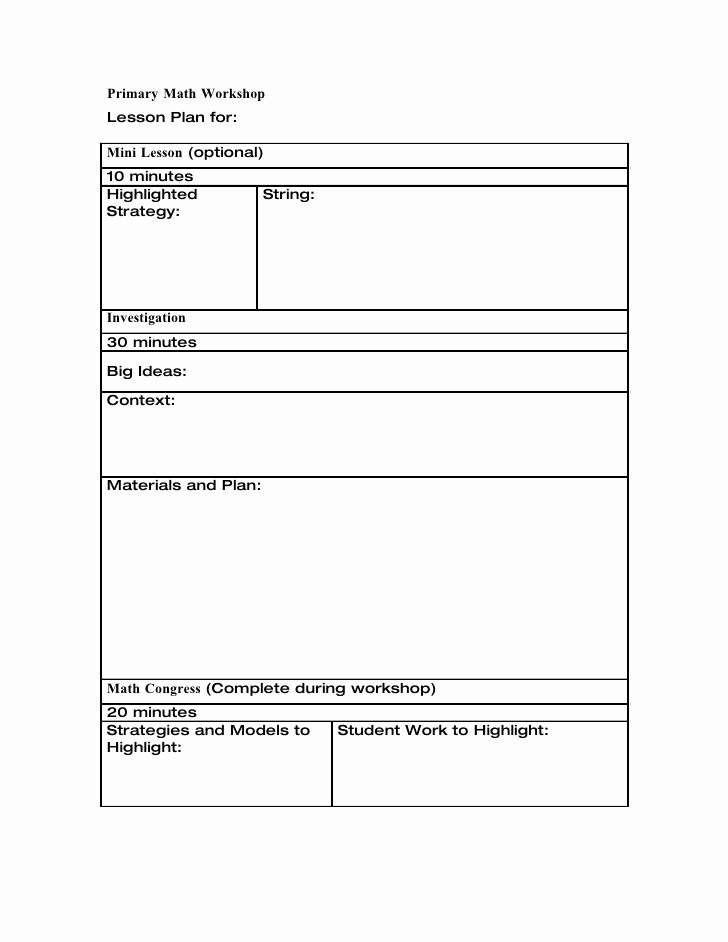 Workshop Lesson Plan Template Unique 20 Writer S Workshop Lesson Plan Template