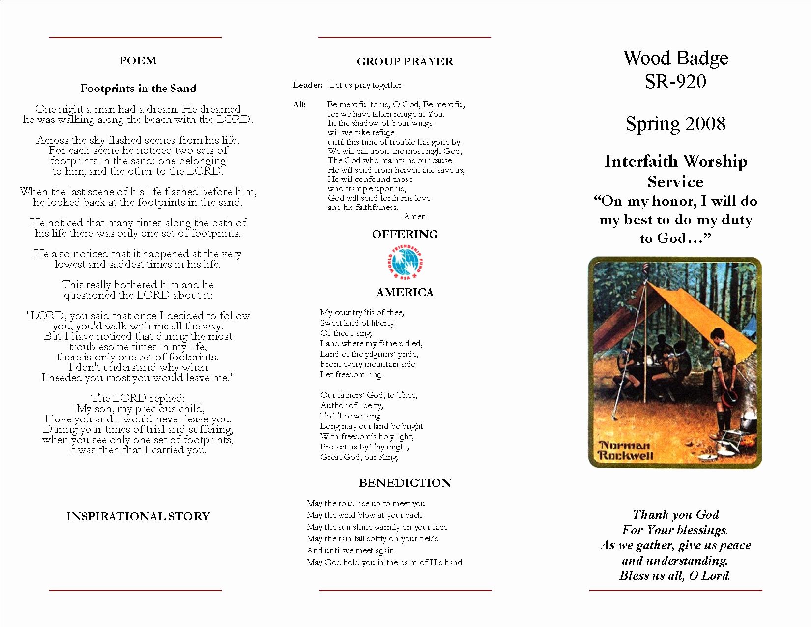 Worship Service Planning Template New Sample Boy Scout Interfaith Worship Service