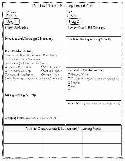 Write Lesson Plan Template Beautiful Modified Guided Reading for Ells Guided Reading