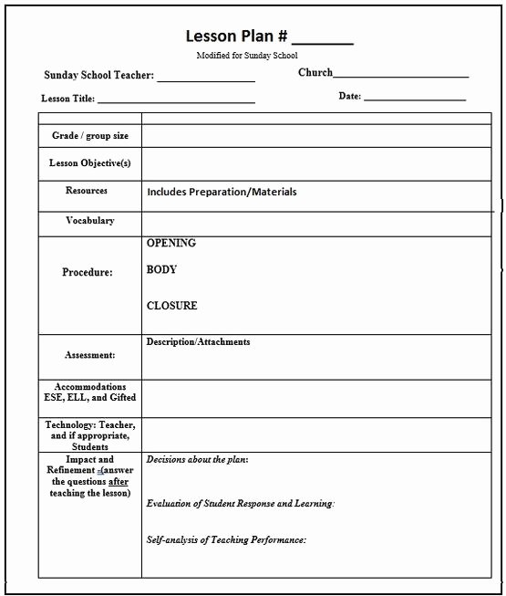 Write Lesson Plan Template New Modified Lesson Plan Template