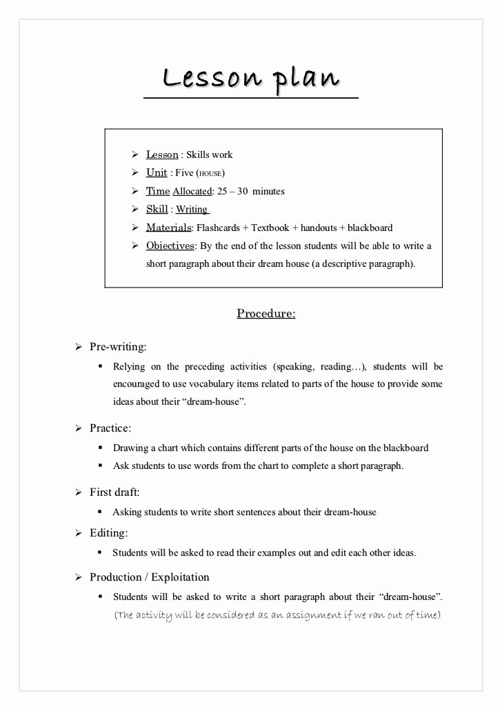 Write Lesson Plan Template Unique Lesson Plan Writing Activity