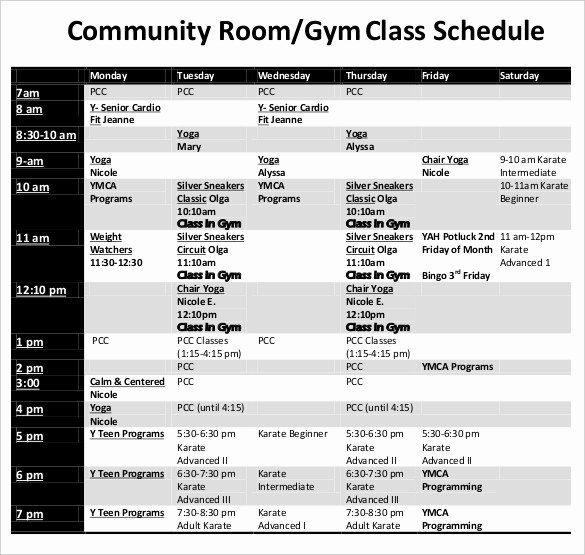 Yoga Class Plan Template Awesome Class Schedule Template 36 Free Word Excel Documents