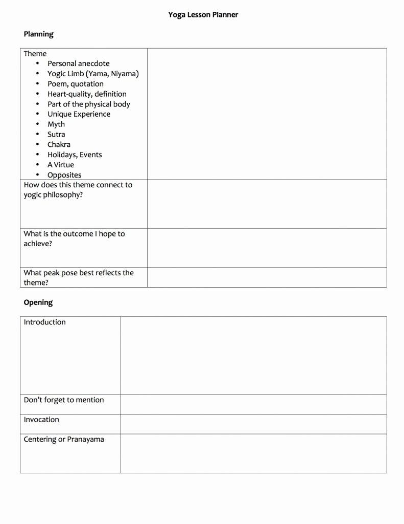 Yoga Class Planning Template Luxury Lesson Plan Template Page1 Yoga
