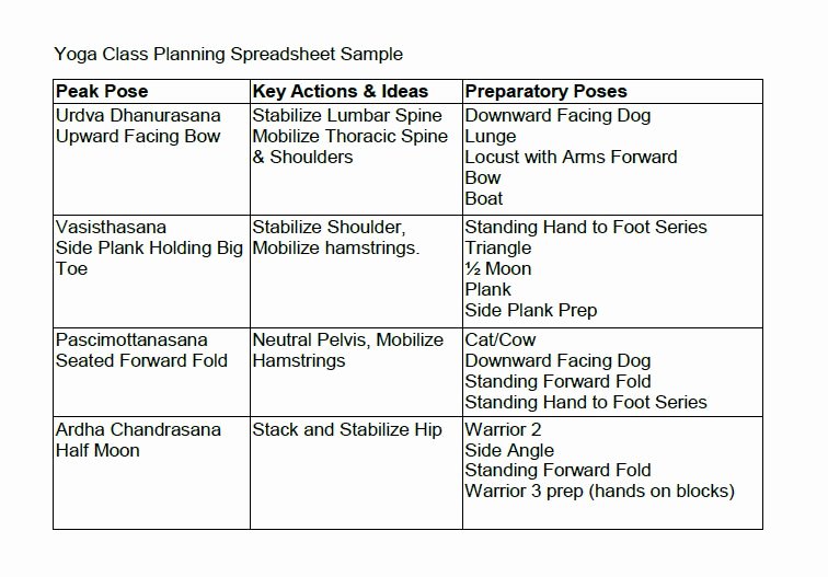 Yoga Class Planning Template Unique How to Use A Spreadsheet to Simplify Your Yoga Class