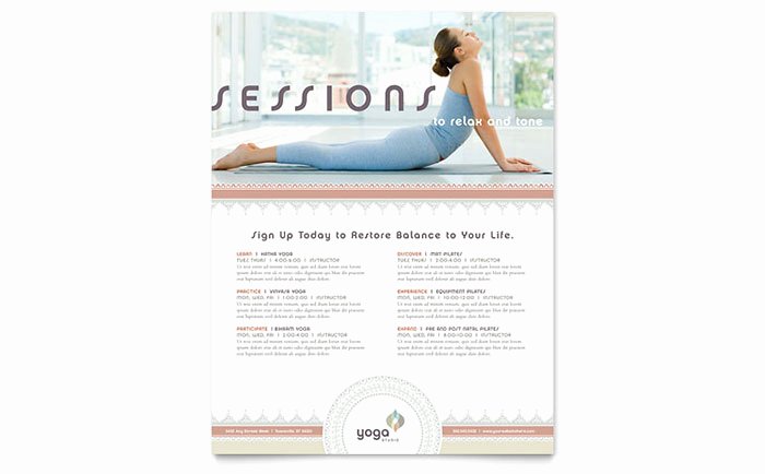 Yoga Class Planning Template Unique Pilates &amp; Yoga Class Flyer Template Word &amp; Publisher