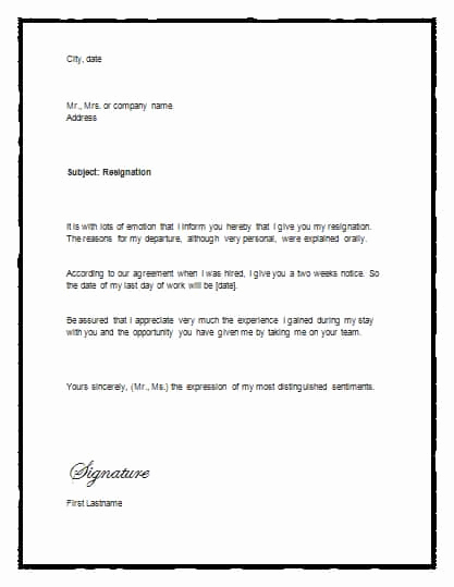 2 Week Notice Template Word Awesome 5 Free Two Weeks Notice Letter Templates Word Excel