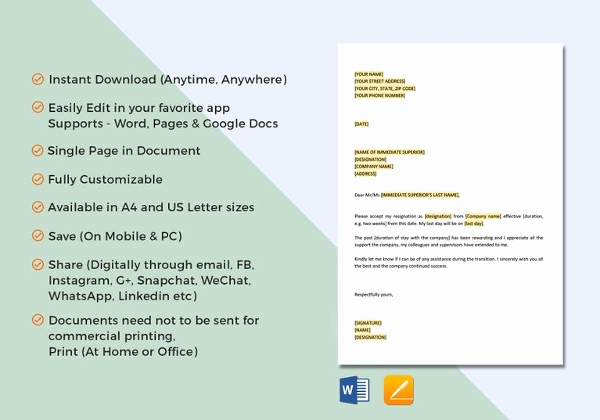 2 Week Notice Template Word Beautiful 8 Two Weeks Notice Resignation Letter Templates Pdf