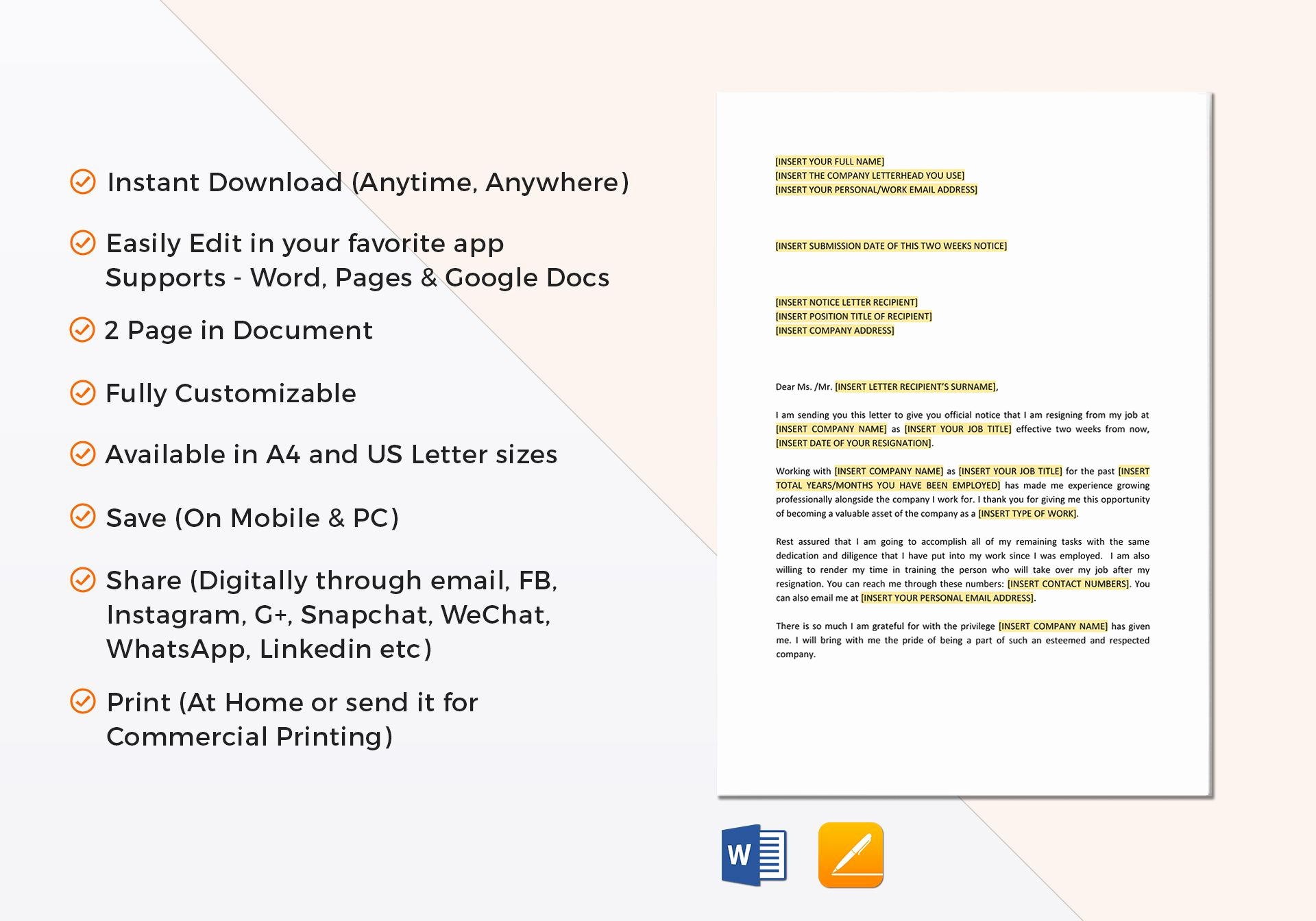 2 Week Notice Template Word Best Of Two Weeks Notice Template In Word Google Docs Apple Pages