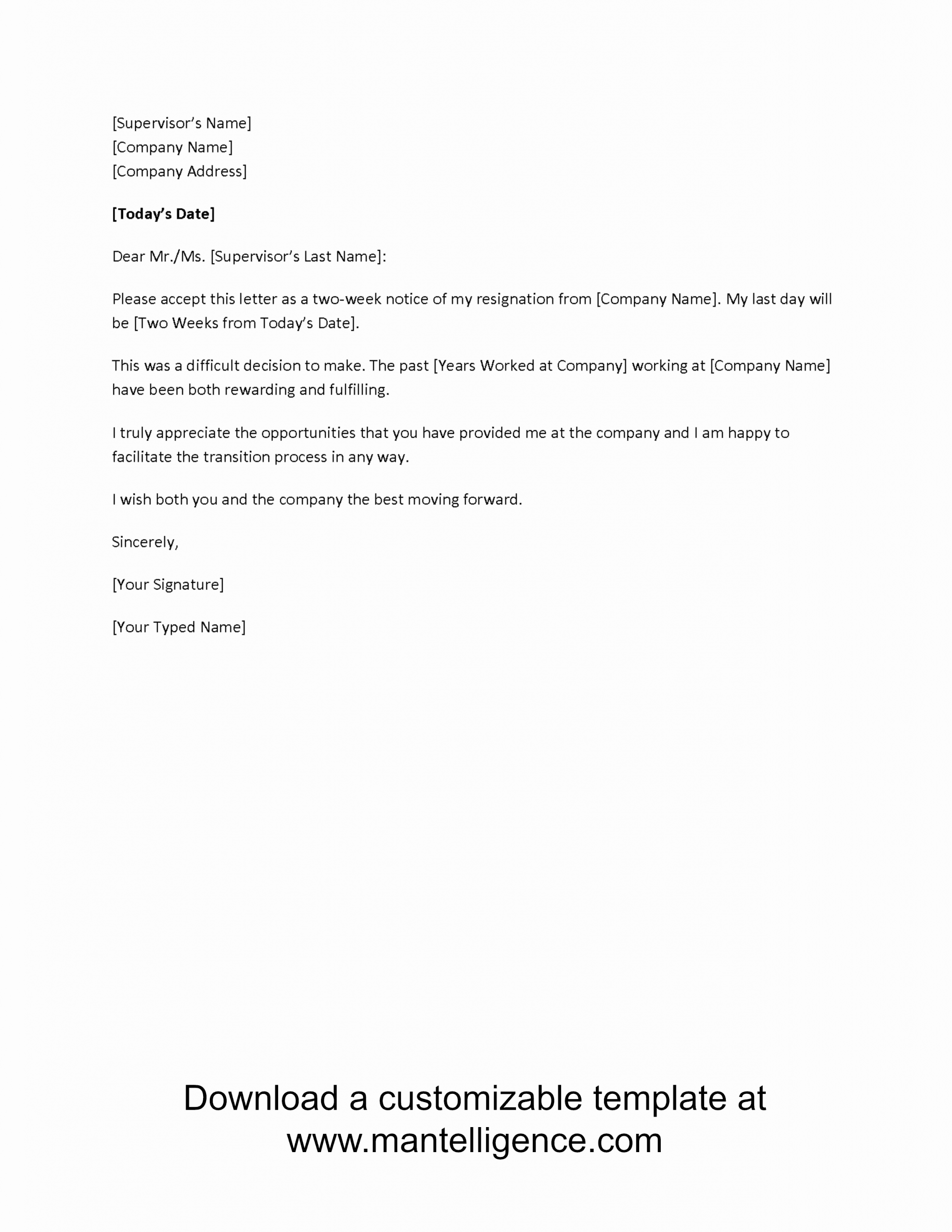 2 Week Notice Template Word Elegant 3 Highly Professional Two Weeks Notice Letter Templates