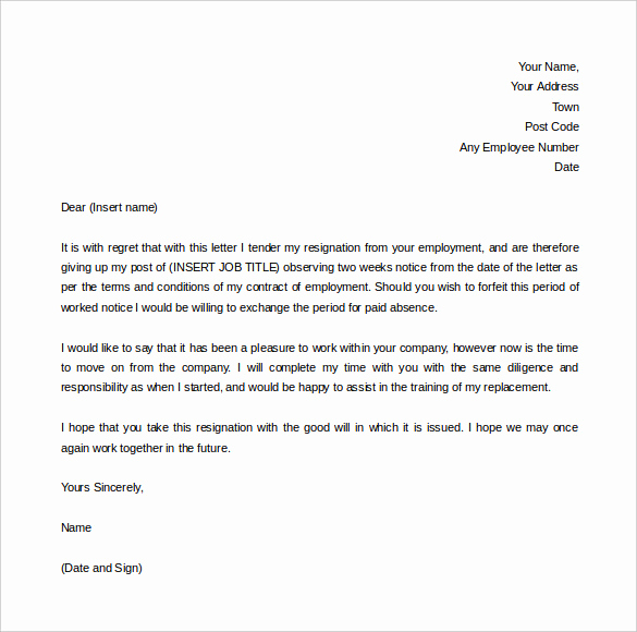2 Week Notice Template Word Fresh 34 Two Weeks Notice Letter Templates Pdf Google Docs