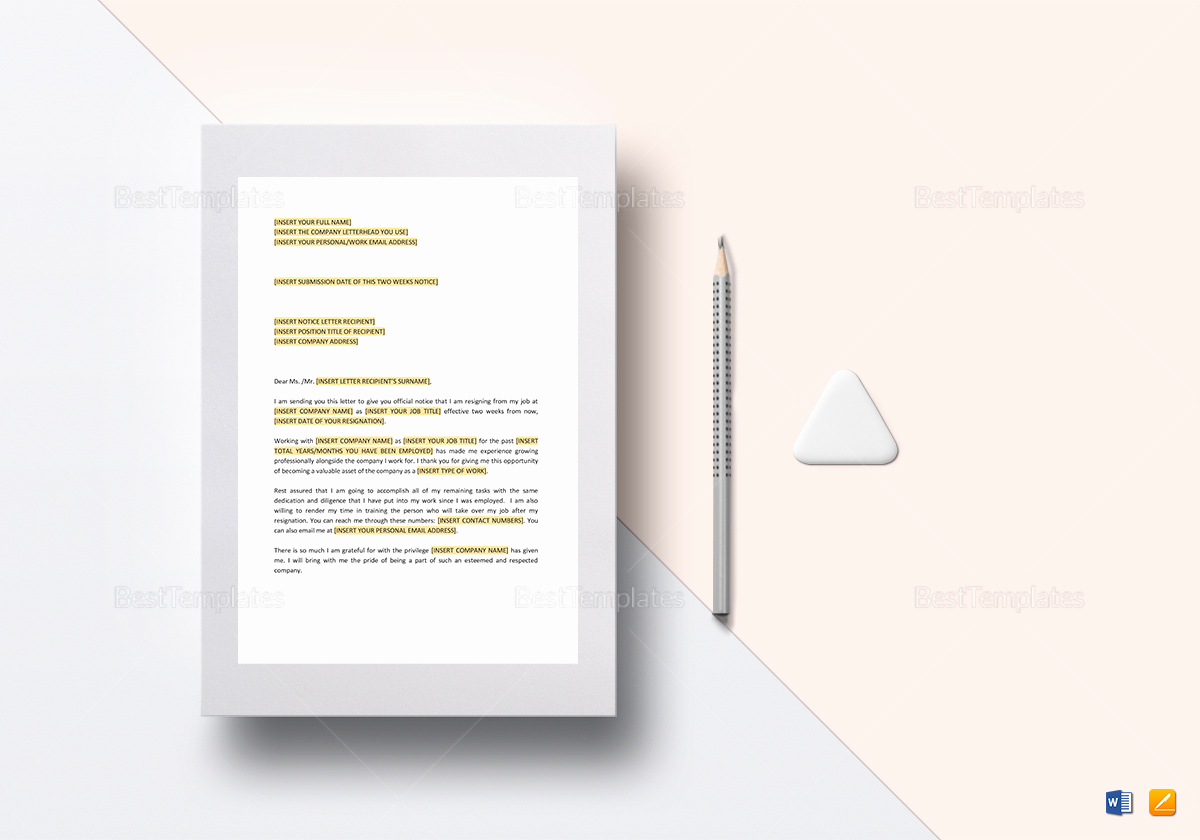 2 Week Notice Template Word Inspirational Two Weeks Notice Template In Word Google Docs Apple Pages