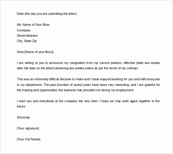 2 Week Notice Template Word New 34 Two Weeks Notice Letter Templates Pdf Google Docs