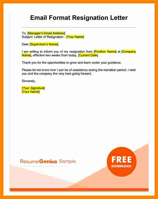 2 Weeks Notice Email Template Awesome 7 How to Write A Resignation Letter 2 Weeks Notice