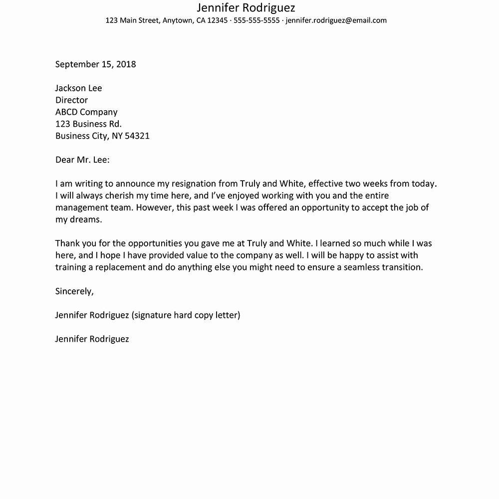 2 Weeks Notice Email Template Beautiful No Notice Resignation Letter Example and Writing Tips