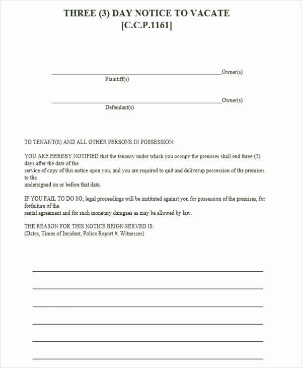 3 Day Notice Template Luxury Free 23 Eviction Notices In Pdf