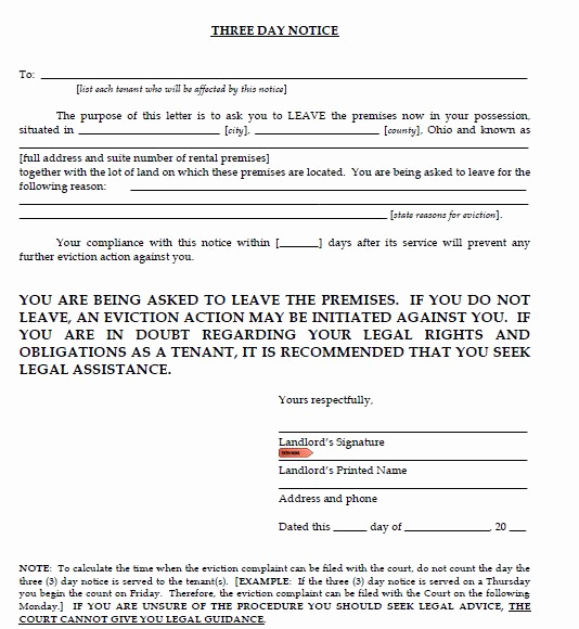3 Day Notice Template Unique Printable Sample Eviction Notice Texas form