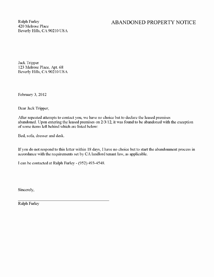 30 Day Notice California Template Lovely 5 30 Day Notice to Landlord Template