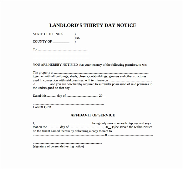 30 Day Notice California Template Luxury Free 11 30 Day Notice Templates In Pdf
