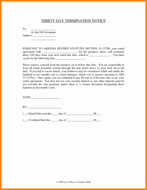30 Day Notice California Template Unique 30 Day Notice to Landlord California