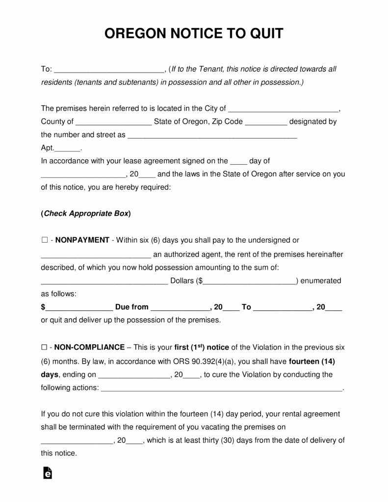 30 Day Notice oregon Template Elegant Free oregon Eviction Notice forms