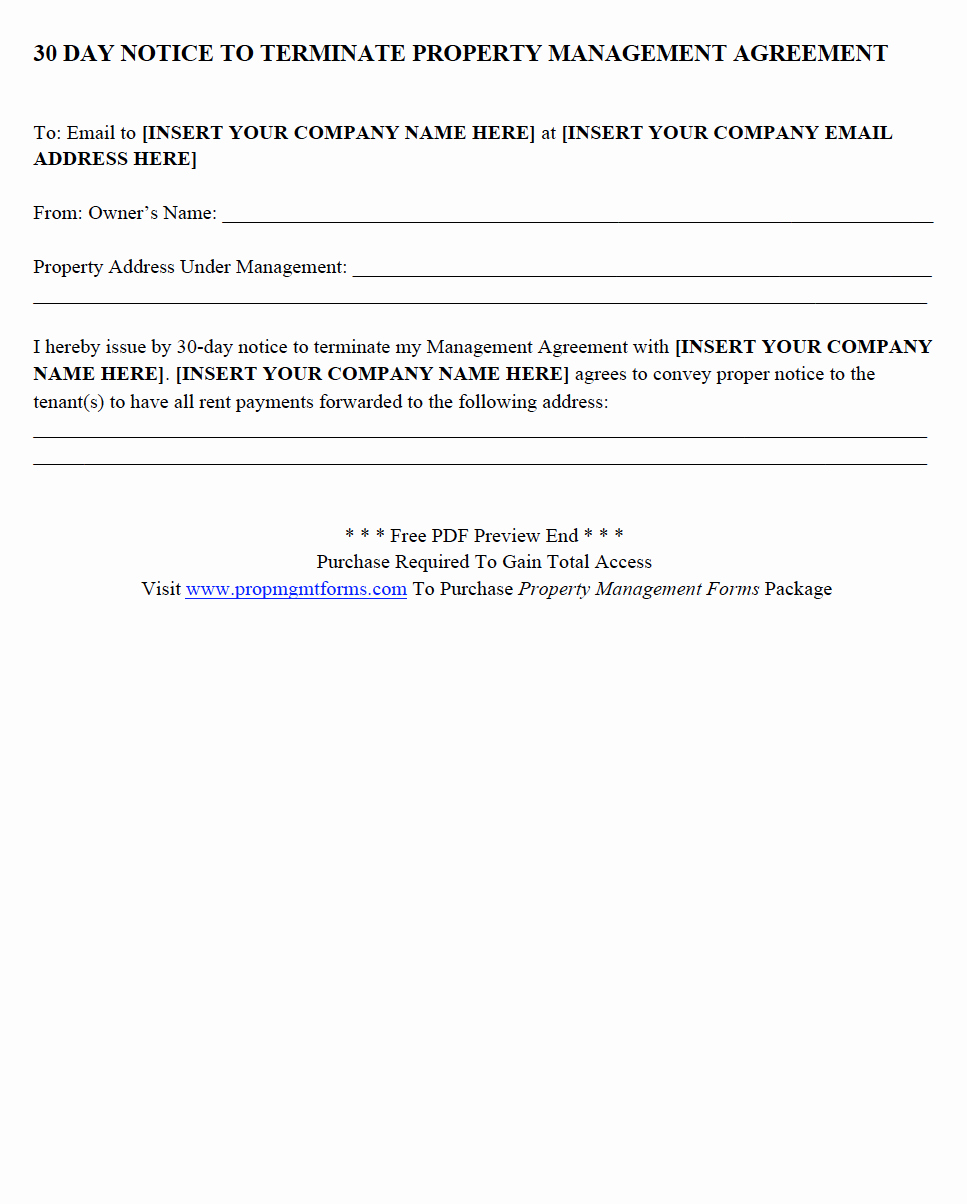 30 Day Notice oregon Template Luxury 30 Day Notice to Terminate Property Management Agreement
